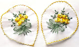 M292 76mm x 93mm White-Yellows-Green Embroidered Flower Applique