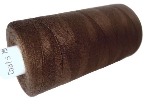 Brown 56 Coats Moon Spun Polyester Sewing Thread on 1000 yard spool for machine and hand sewing projects.