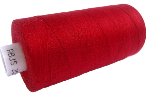 Deep Red 46 Coats Moon Spun Polyester Sewing Thread on 1000 yard spool for machine and hand sewing projects.