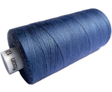 Deep dusky blue 30 Coats Moon Spun Polyester Sewing Thread on 1000 yard spool for machine and hand sewing projects.