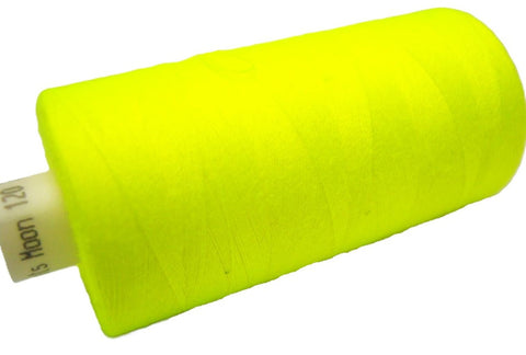 Fluorescent Yellow Coats Moon Spun Polyester Sewing Thread on 1000 yard spool for machine and hand sewing projects.