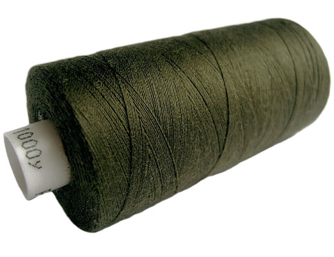 Khaki Green 44 Coats Moon Spun Polyester Sewing Thread on 1000 yard spool for machine and hand sewing projects.