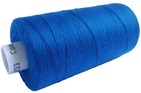 Pale Royal Blue 233 Coats Moon Spun Polyester Sewing Thread on 1000 yard spool for machine and hand sewing projects.