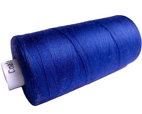 Royal Blue 27 Coats Moon Spun Polyester Sewing Thread on 1000 yard spool for machine and hand sewing projects.