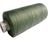 Sage Green 105 Coats Moon Spun Polyester Sewing Thread on 1000 yard spool for machine and hand sewing projects.