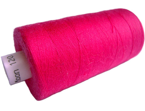 Shocking Pi nk 57 Coats Moon Spun Polyester Sewing Thread on 1000 yard spool for machine and hand sewing projects.
