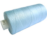 Sy Blue 100 Coats Moon Spun Polyester Sewing Thread on 1000 yard spool in a pale blue shade for machine and hand sewing projects.