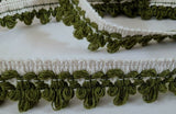FT346 27mm Moss Green Soft Fringe on a Natural Braid