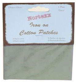 PATCH06 13 x 10cm Grey Cotton Iron on Patches (pair)