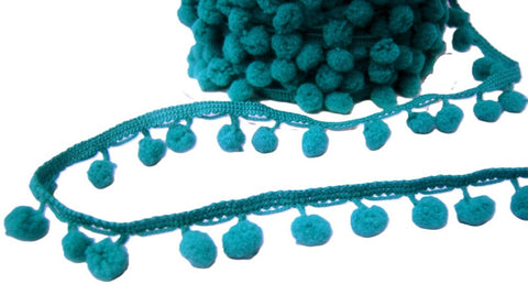 17mm Teal Pom Pom Bobble Fringe Trimming