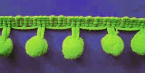 PPF2048 23mm Dusky Lime Green Pom Pom Bobble Fringe Trimming