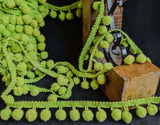 PPF3002 23mm Apple Green Pom Pom Bobble Fringe Trim 