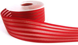 R0031 40mm Red-Metallic Gold Satin-Sheer Stripe Ribbon by Berisfords