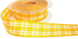 R0091 25mm Yellow-White Candy Check Gingham Ribbon by Berisfords
