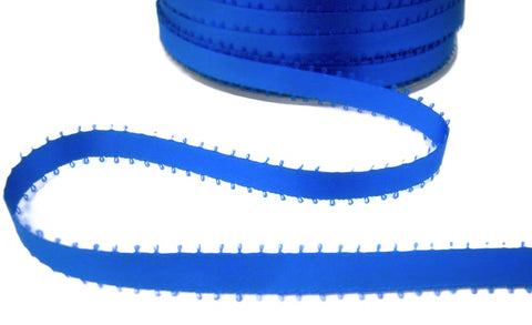R0215 8mm Dark Royal Blue Double Satin Ribbon with Picot Feather Edges