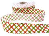 25mm Red, White, Green & Brown Printed "Joker" Taffeta Ribbon