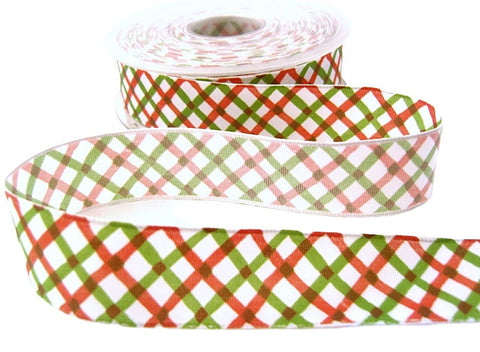 25mm Red, White, Green & Brown Printed "Joker" Taffeta Ribbon
