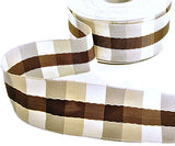 40mm Brown & Cream Wire Edge Gingham Ribbon | Berisfords