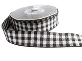 24mm Black & Silver Metallic Check Ribbon