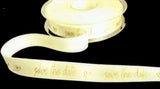 R1512 15mm Bridal-Gold Save The Date Printed Satin Ribbon, Berisfords