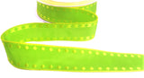 25mm Green-Yellow Woven Satin Spot-Edge Ribbon by Berisfords