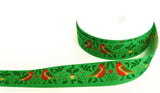 R1901 25mm Green Robin Christmas Rustic Taffeta Ribbon by Berisfords