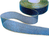 25mm Royal Blue Metallic Mesh Ribbon with Gold Borders