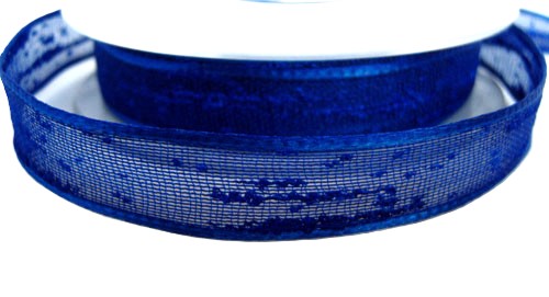 16mm Dark Royal Blue Feather Sheer Ribbon. Wire Edge, Berisfords ...