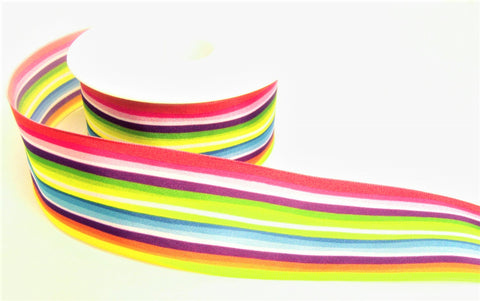 R2201 40mm Multi-Colour Striped Single Face Taffeta Ribbon, Berisfords