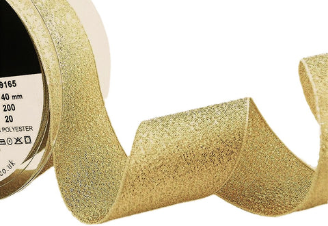 R2525 40mm Gold Metallic Textured Lame Ribbon by Berisfords