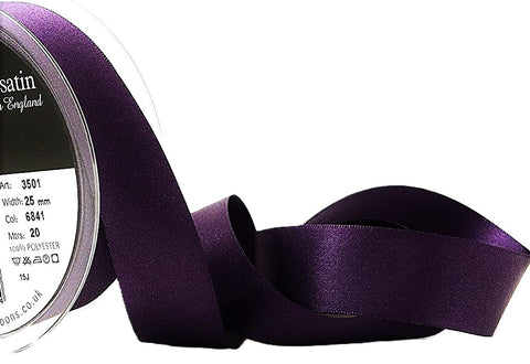 R2621 25mm Blackberry Double Face Satin Ribbon by Berisfords
