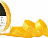 R2774 15mm Gold Yellow Polka Dot Print Satin Ribbon by Berisfords