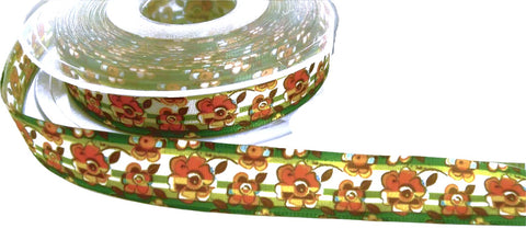16mm Mixed Colour Flowery Printed Taffeta Ribbon by Berisfords