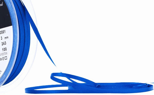 Dark Royal Blue 3mm Double Face Satin Ribbon | Berisfords 243 – Ribbonmoon