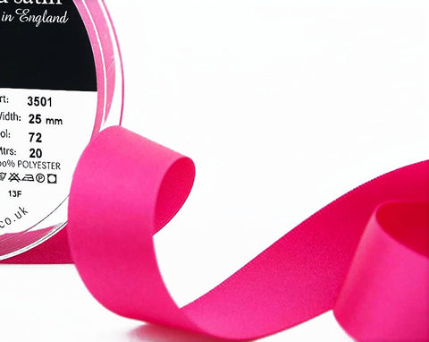 R3135 25mm Shocking Pink Double Face Satin Ribbon by Berisfords