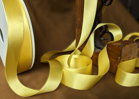 R3154 25mm Yellow Double Face Satin Ribbon by Berisfords