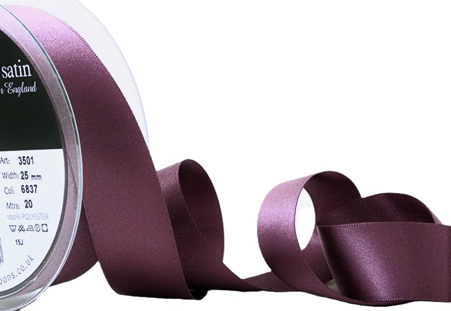 25mm Luxury Double Satin Ribbon | Berisfords Ribbons | Grape 6837 ...