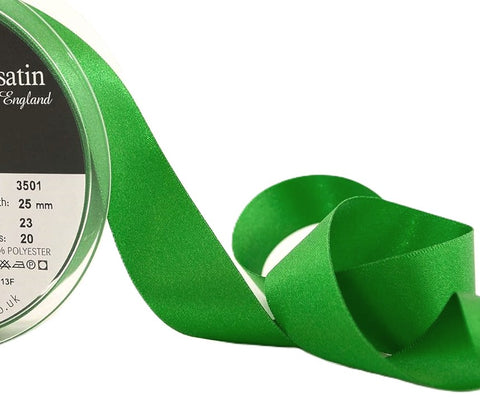 R3189 25mm Emerald Green Double Face Satin Ribbon by Berisfords