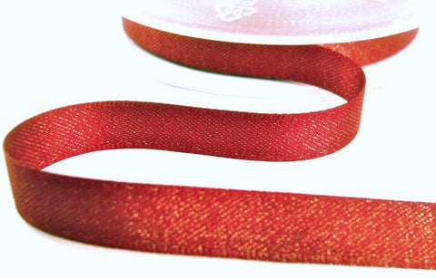 12mm Red-Gold Glitter Satin Ribbon by Berisfords