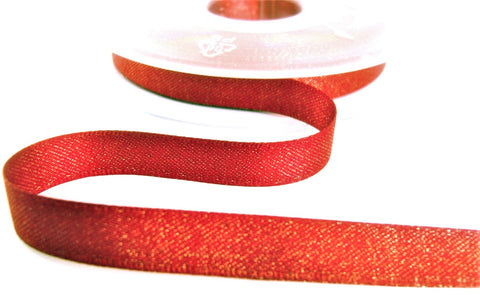 R3340 12mm Red-Gold Glitter Satin Ribbon by Berisfords