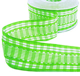 40mm Lime Green & White Silk Stitch Gingham Ribbon | Berisfords