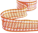40mm Orange-White Silk Stitch Gingham Ribbon by Berisfords