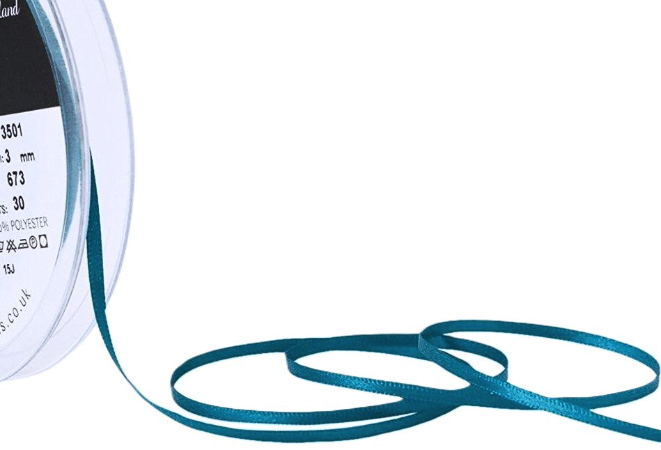 Malibu Blue 3mm Double Face Satin Ribbon | Berisfords 673 – Ribbonmoon