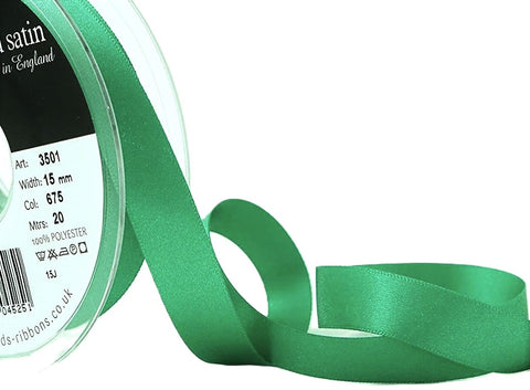 R3606 15mm Parakeet Green Double Face Satin Ribbon by Berisfords