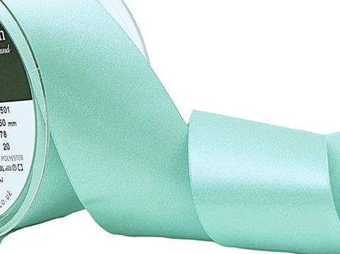 50mm Aqua Double Satin Ribbon | Berisfords 78