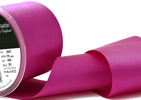 R3722 70mm Fuchsia Pink Double Face Satin Ribbon by Berisfords