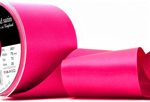 R3729 70mm Shocking Pink Double Face Satin Ribbon by Berisfords
