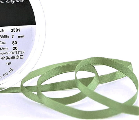 R4016 7mm Khaki Green Double Face Satin Ribbon by Berisfords