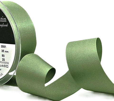 R4095 35mm Khaki Green Double Face Satin Ribbon by Berisfords