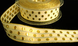 R4302 25mm Cream-Metallic Gold Woven Polka Dot Design Ribbon,Berisfords